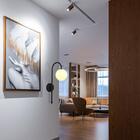 Arandela Baculum Preta Vidro Branco 15x40cm Para 1xg9 Bivolt