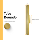 Arandela Boiserie Tubo Cilindro Alumínio Dourado 45cm