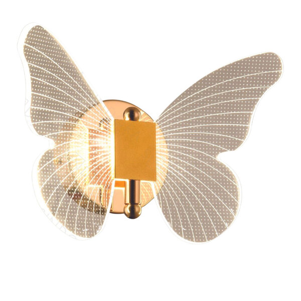 Arandela Borboleta Dourado 22cm Led 7w 3 Em 1 Bivolt 15738-pl