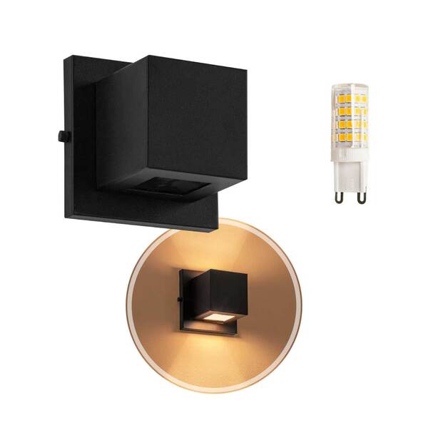 Arandela Box 2 Fachos Externa Preto + Led G9 B.quente St891