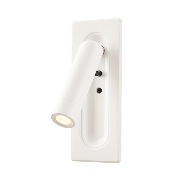 Arandela Cabeceira Leitura De Embutir Branco 17cm Led 3w 3000