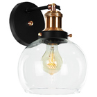 Arandela Château Bola Media Vidro Preto C/ Cobre 20cm