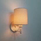 Arandela Cilindrica Md-2009 Base Branco Cúpula Em Tecido 14x1