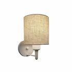 Arandela Cilindrica Md-2009 Base Branco Cúpula Em Tecido 14x1