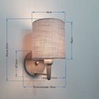 Arandela Cilíndrica Vivare Md-2009 Base Cinza Cúpula Em Tecid