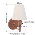 Arandela Cone Md-2013 Cobre C/ Inter Liga E Desl Cúpula Tecid