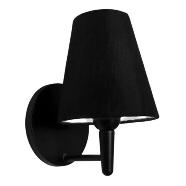 Arandela Cone Vivare Md-2004 Base Preto Cúpula Em Tecido - Bi