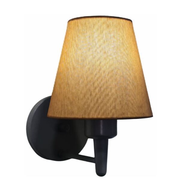 Arandela Cone Vivare Md-2004 Base Preto Cúpula Em Tecido - Bi