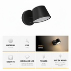 Arandela Cônica Com Interruptor Lens Cor Preto Microtexturiza