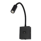 Arandela De Cabeceira Aine Usb Preta Led 3w 3000k Bivolt