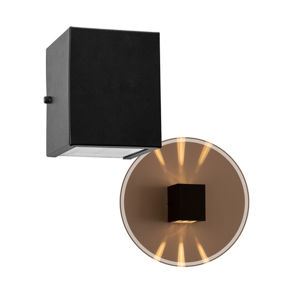 Arandela de efeito 6 fachos preta luminária externa e interna