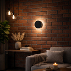 Arandela de Efeito IP20 Luz Amarela Disco Inspire Preta