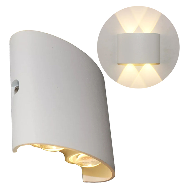 Arandela De Efeito Led 4w 4 Fachos Preto Luz Amarela - Branco