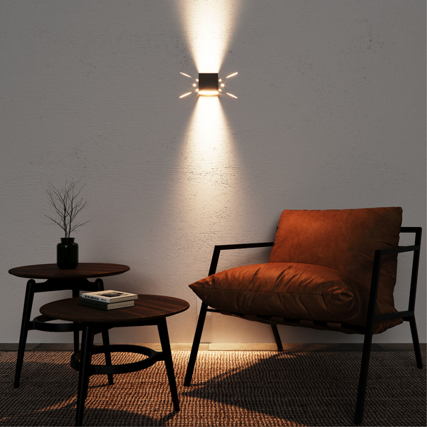 Arandela de Parede de Efeito Preta Alumínio Shine Taschibra