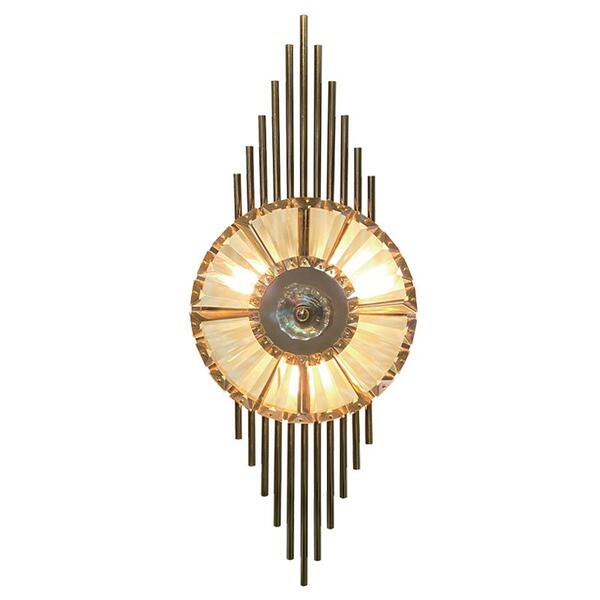 Arandela De Parede Aluminio Com Cristal Para E14*2 Dourado