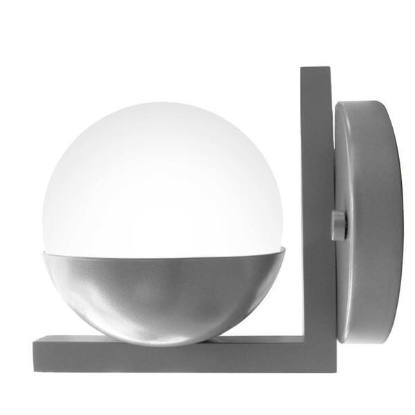 Arandela De Parede Apex Meia Lua Cor Prata Com Globo Branco F