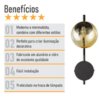 Arandela De Parede Com Globo Jotta Preta - Vidro Âmbar