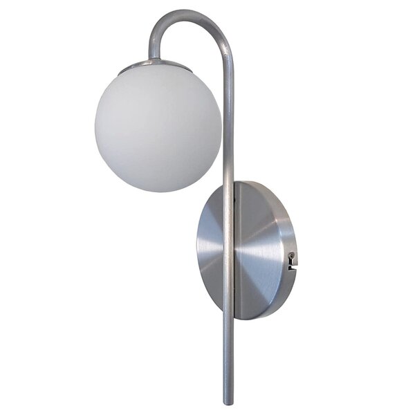 Arandela De Parede Globo De Vidro Pin 1640 Prelúdio Escovado