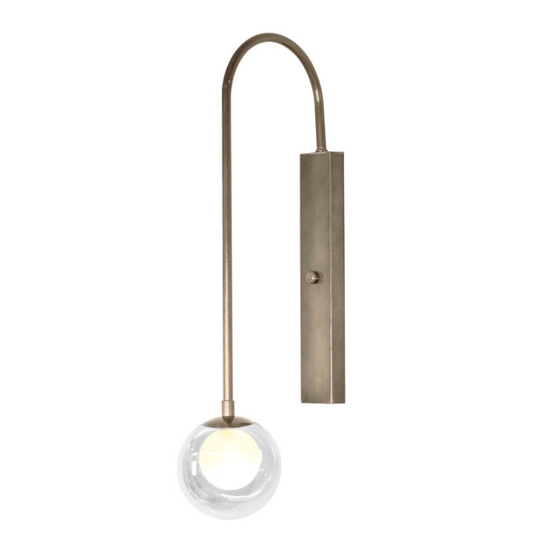 Arandela De Parede Globo Duplo Vidro Base Retangular Bronze