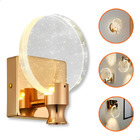 Arandela De Parede Redonda Disco Dourado Cristal Moderno