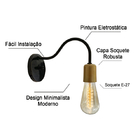 Arandela De Parede Retrô Soquete E-27 Dourado