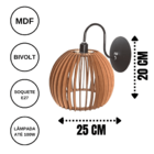 Arandela De Parede Universo  Mdf Cru