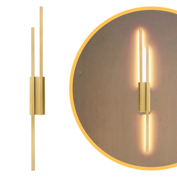 Arandela Doble Perfil 88cm Led 19w 3000k Dourado