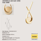 Arandela Dourada Alumínio 38cm Led 15w 3000k Bivolt