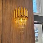 Arandela Dourada Com Cristais 33cm 2e14