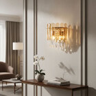 Arandela Dourada Com Cristais Âmbar E Transparente 2e14 33cm