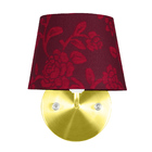 Arandela Dourado De Cupula Tradicional Floral Vermelho