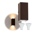 Arandela Duplo Facho Longo Marrom + 2 Lâmpada Led Gu10 6w 300