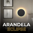 Arandela Eclipse 12w Externa/interna Preto Para Parede 3000k