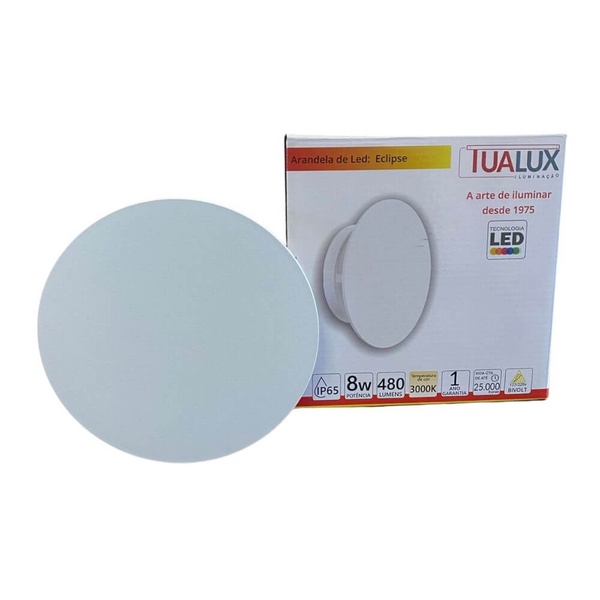 Arandela Eclipse 8w 3000k Branco 18cm - Tualux