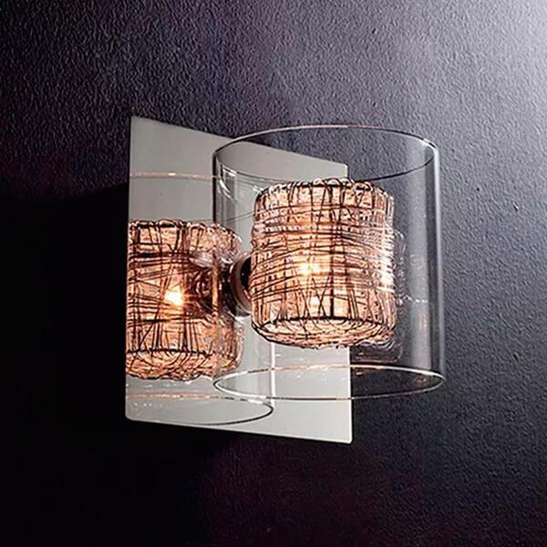 Arandela Em Aço, Alumínio E Vidro Cromado Com Transparente Be