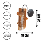 Arandela Em Mdf - Completa - Cor: Preta