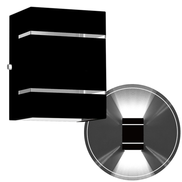 Arandela Externa 2 Frisos Foco Fachos Parede Muro Preto