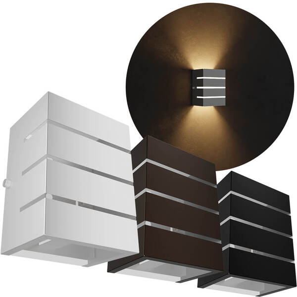 Arandela Externa Eco Retangular 3 Frisos 2 Focos Bivolt E27 M