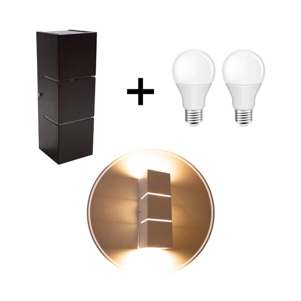 Arandela Focos Fachos Frisos 30cm + 2 Lâmpadas LED bulbo 12w