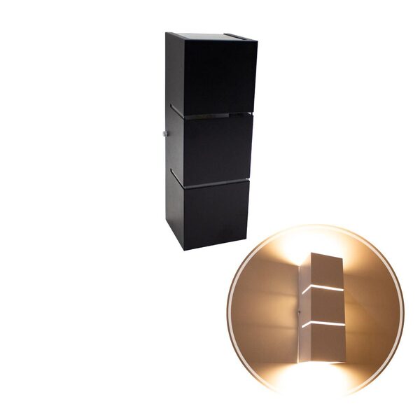 Arandela Focos Fachos Frisos 30cm P/ 2 Lâmpadas E27 - PRETA S