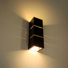 Arandela Focos Fachos Frisos 30cm Preta + 2 LED Bulbo 12W 300