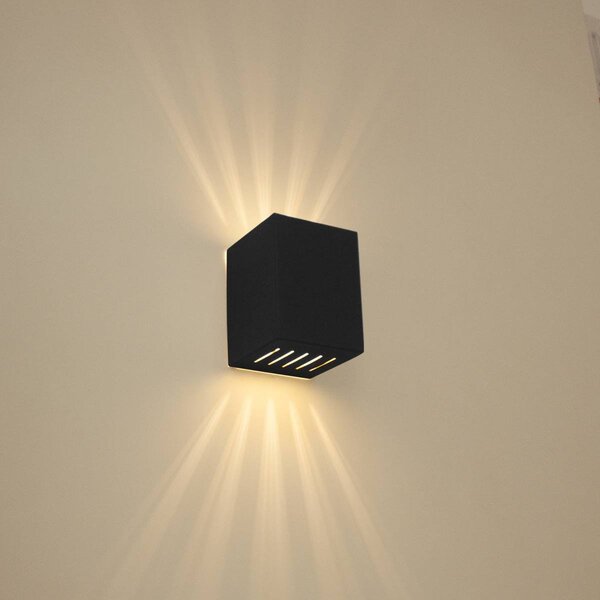 Arandela Frisada 10 Fachos Parede Externa Interna Prime Preta