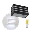 Arandela Frisada Retangular Preta + Led G9 5w Branco Frio St5