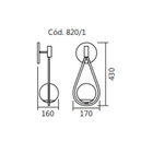 Arandela Gota Ball Preto C/ Globo Spotline 820/1