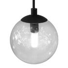 Arandela Hera Na Cor Preto Com Globo Transparente Para 1 G9