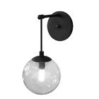 Arandela Hera Na Cor Preto Com Globo Transparente Para 1 G9