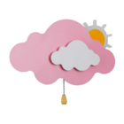 Arandela Infantil Nuvem Rosa 26cm Led 14w 3 Em 1 Bivolt La104