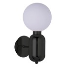 Arandela Interna Parede Preta Metal E Vidro Esfera Branco Tom