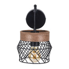 Arandela De Parede Kanel E27X1 Metal com Madeira Preto Inspire