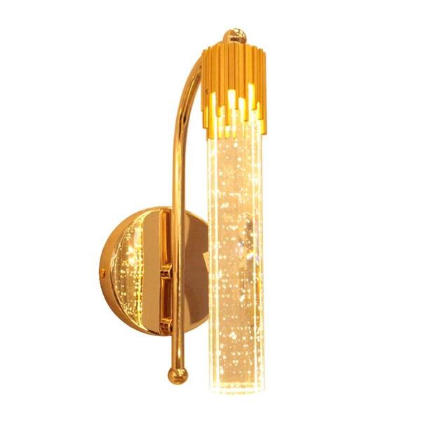 Arandela Led 3000k 5w Bivolt 24x10cm Metal E Cristal Dourado